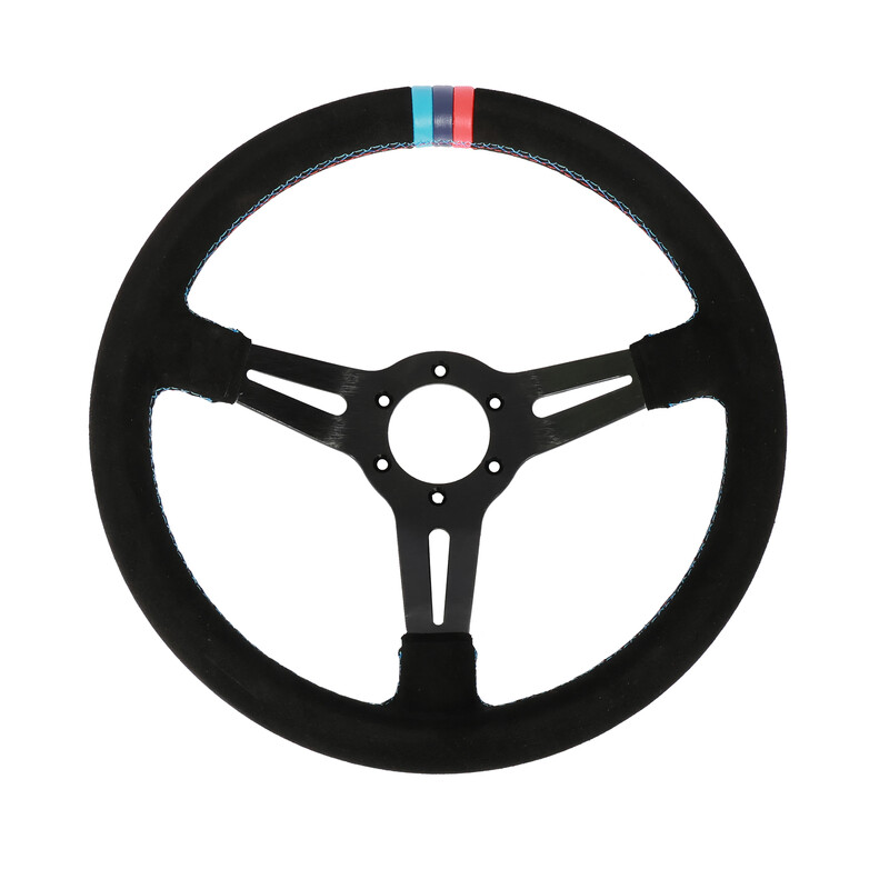 DriftShop Steering Wheel (70 mm Dish), "M Power V2" Edition, Black Suede
